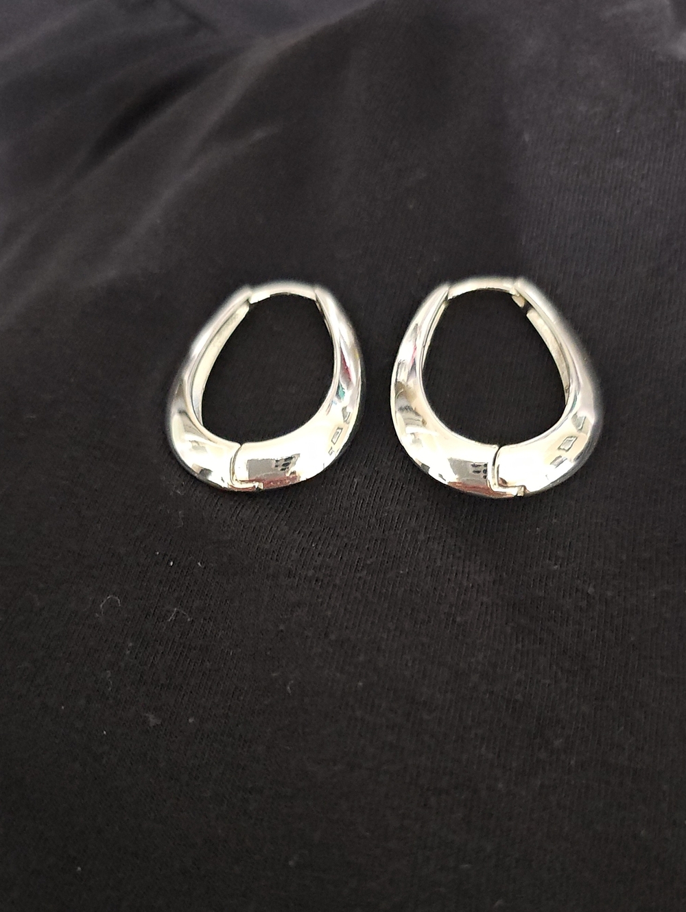 Sleek Polished Silver Hoop Earrings